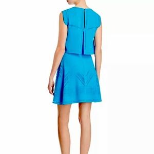 KAREN MILLEN Laser Cut Precious Blue Dress US 2